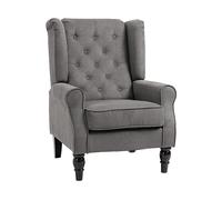 HOMCOM Poltrona da Salotto Stile Francese con Gambe in Legno e Cuscini Sfoderabili, 74x86x102 cm, Grigio Aosom Italy