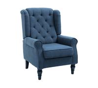 HOMCOM Poltrona per Salotto in Stile Francese con Seduta Imbottita e Cuscini, in Poliestere, 74x86x102 cm, Blu Aosom