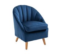 HOMCOM Poltrona Salotto Imbottito in Velluto con Imbottitura Spessa, Gambe in Legno di Caucciù, Braccioli, Blu Aosom Italy