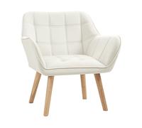 HOMCOM Poltrona Design Scandinava in Legno ed Effetto Velluto Crema, per Soggiorno o Ufficio, 68.5x61x72.5 cm Aosom
