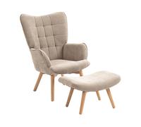 HOMCOM Poltrona con Poggiapiedi in Stile Contemporaneo, in Tessuto Effetto Velluto, 72x80x101 cm, Marrone Chiaro Aosom Italy