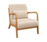 HOMCOM Poltroncina in Velluto con Struttura in Legno, Imbottitura con Molle a S e Cuscino, 61x78x76 cm, Beige Aosom Italy