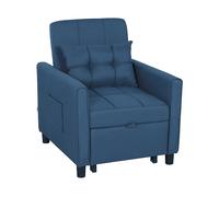 HOMCOM Poltrona Letto Pieghevole con Schienale Regolabile e Cuscino, Blu Aosom Italy