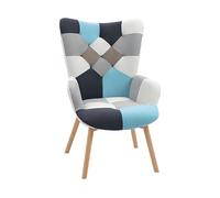 HOMCOM Sedia con Gambe in Legno e Piedini Antiscivolo, Poltroncina da Salotto in Tessuto Vellutato Design a Blocchi, Multicolore Aosom Italy