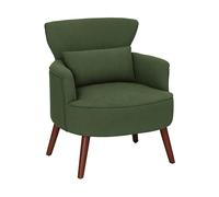 HOMCOM Poltrona Moderna Imbottita in Velluto con Cuscino Lombare, Schienale e Gambe in Legno, Verde