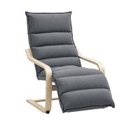 HOMCOM Poltrona Relax in Legno con Rivestimento in Velluto e Poggiapiedi Regolabile, Grigio Scuro