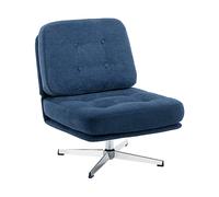 HOMCOM Poltrona Salotto Girevole Rivestita in Ciniglia con Seduta Larga, Poltroncina Camera da Letto Moderna con Gambe in Metallo per Soggiorno, Blu Scuro Aosom Italy