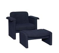 Poltrona Hübsch Softy con Pouf, Blu Scuro