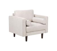 Poltrona Imbottita in tessuto beige con schienale spesso imbottito Nurmo