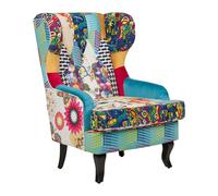 Beliani Poltrona imbottita in tessuto multicolore base blu