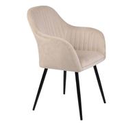 Poltrona imbottita in velluto crema con gambe in ferro nero Megan
