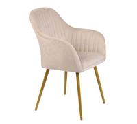 Poltrona imbottita in velluto crema con gambe in ferro oro Megan