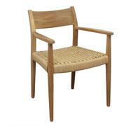 Poltrona impilabile in legno teak e wicker 59x60x80 cm da esterno Agra