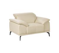 Poltrona in ecopelle con poggiatesta regolabile e gambe in metallo Beige Vejen