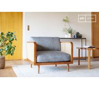 Poltrona in legno e cannage, 1 posto, stile scandinavo, 85x83x79 cm, design art déco atipico