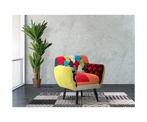 Poltrona in legno e tessuto patchwok IMPERIALE NEW Dimensioni 71x73xh 78 cm - peso15 kg stile tradizione e avanguardia multicolor