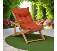Poltrona in legno pieghevole 3 posizioni - cuscino tessuto Aragosta
