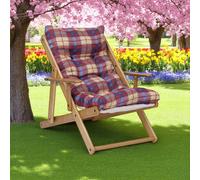 Poltrona in legno pieghevole 3 posizioni - cuscino tessuto Bordeaux