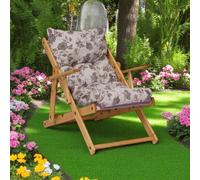 Poltrona in legno pieghevole 3 posizioni - cuscino tessuto Floreale