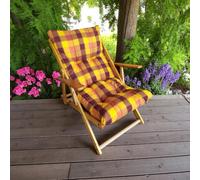 Poltrona in legno pieghevole 3 posizioni - cuscino tessuto Giallo