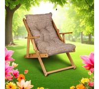 Poltrona in legno pieghevole 3 posizioni - cuscino tessuto Giallo strit