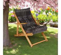 Poltrona in legno pieghevole 3 posizioni - cuscino tessuto Grigio