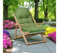 Poltrona in legno pieghevole 3 posizioni - cuscino tessuto Pea