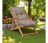 Poltrona in legno pieghevole 3 posizioni - cuscino tessuto Tortora