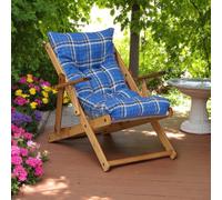 Poltrona in legno pieghevole 3 posizioni - cuscino tessuto Turchese