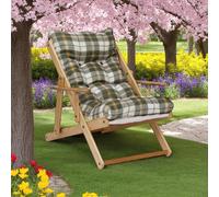 Poltrona in legno pieghevole 3 posizioni - cuscino tessuto Verde