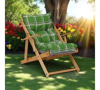 Poltrona in legno pieghevole 3 posizioni - cuscino tessuto Verde Luk