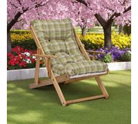 Poltrona in legno pieghevole 3 posizioni - cuscino tessuto Verde Scozzese