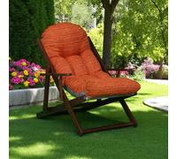 Poltrona in legno pieghevole 3 posizioni - telaio noce cuscino Arancio