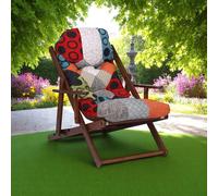 Poltrona in legno pieghevole 3 posizioni - telaio noce cuscino Patchwork