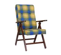 Poltrona in legno reclinabile con tessuto Blu Scozzese Molisana