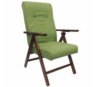 COSE DA CASA Poltrona in Legno Sedia sdraio Imbottita, Schienale Reclinabile, Made in Italy Seduta tessuto e Regolabile Ergonomica robusta (TESSUTO VERDE)