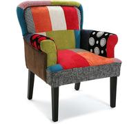 Poltrona in Patchwork MULTICOLORE piedi Legno Comoda Resistente per Soggiorno