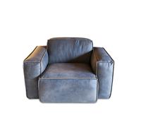 Poltrona in pelle grigia, stile scandinavo, 108x90x67 cm, design vintage e comfort ottimale