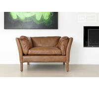 Poltrona in pelle marrone stile scandinavo, 1 posto, 107x84x68 cm, design vintage e comfort superiore