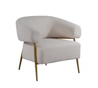 Poltrona in Tessuto Teddy con Piedi in Metallo Dorato - Stile Scandinavo