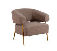 Poltrona in Tessuto Teddy con Piedi in Metallo Dorato - Stile Scandinavo