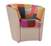 Poltrona in tessuto valentina beige e seduta in patchwork