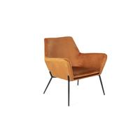 Poltrona in Velluto Gin, Madie e Complementi d'arredo E5, 70x71,5xh79 cm, Rivestimento Caramello, Base Nero, Struttura Metallo marrone