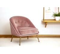 Poltrona in velluto rosa, stile scandinavo, 77x80x76 cm, design retro ed elegante