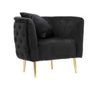 Poltrona in Velluto telaio in metallo Dorato BUCAREST Dimensioni 71x76x h74 cm peso 14 kg rivestimento completamente sfoderabile colore nero nero
