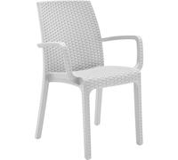 Sedia Giardino Indiana Braccioli Poltrona Rattan Esterni Polipropilene Bianca