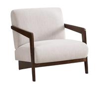 Poltrona interna scandinava in Legno e Tessuto Lena - Beige