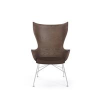 Poltrona K/Wood Cromo/ Frassino Scuro con Seduta in Pelle
