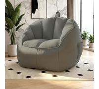 Poltrona Lazy Bean Bag con Schienale, Poltrona Morbida, Tasche laterali portaoggetti Disponibile in due varianti di tessuto Comodo design piccoli appartamenti-Light gray(No-wash fabric)||75-75-65CM