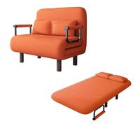 Poltrona Letto 2 Posti Salvaspazio Tessuto In Cotone e Lino Divano Reclinabile Schienale Regolabile In 5 Posizioni Ergonomia Lettos per Gli Ospiti per Soggiorno e Camera da Letto(Orange,190*100*28cm)